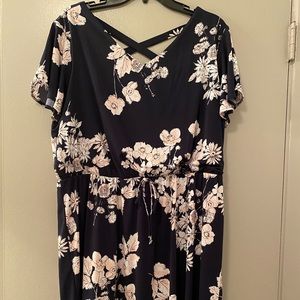 Navy blue w/ pink floral dress